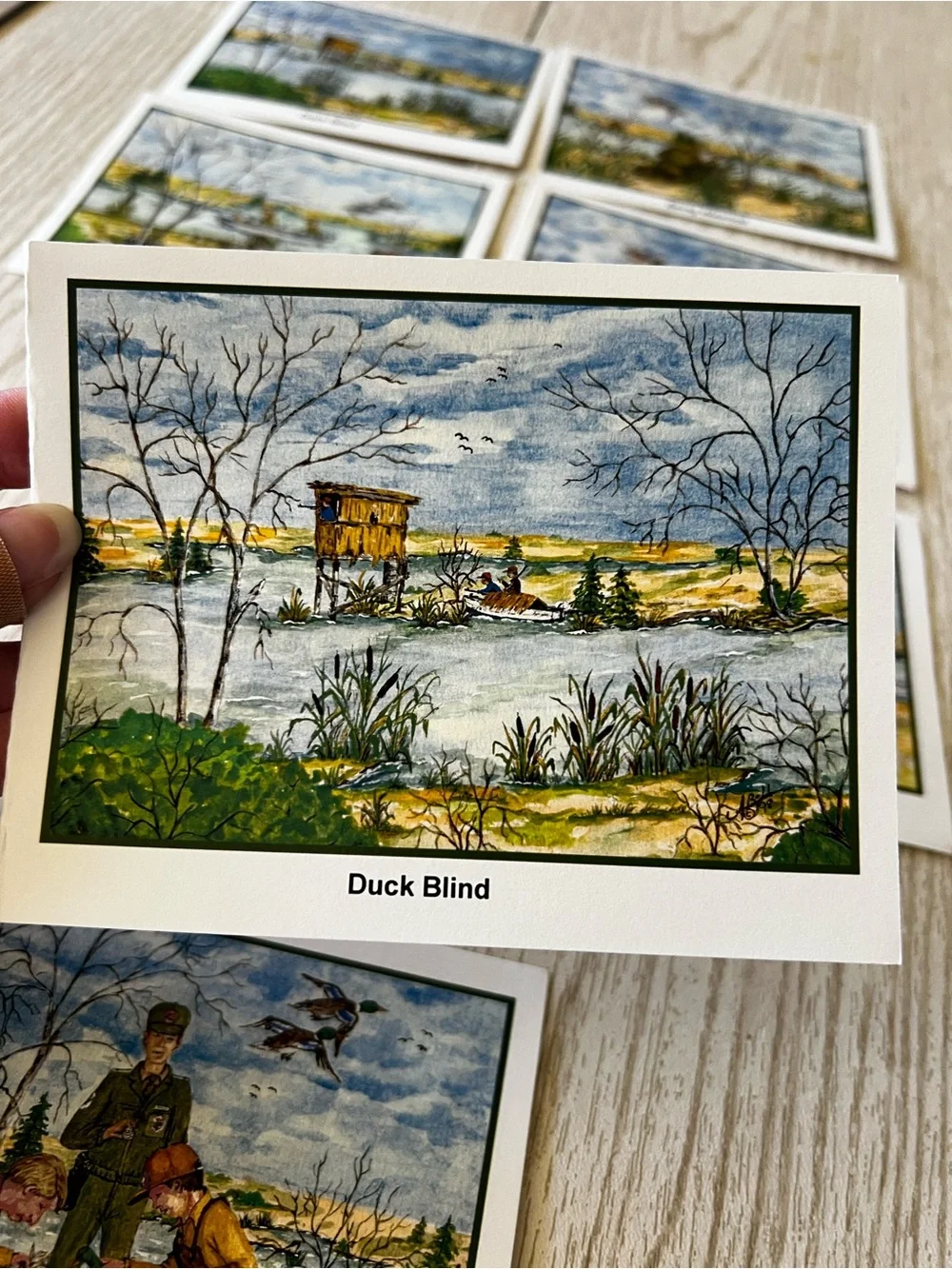 Set of 7 Beautiful Duck Hunting Scene Notecards Stationary